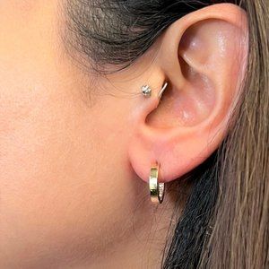 Rachel Koen Solid Small Huggie Earrings 14K Yellow Gold 13mm